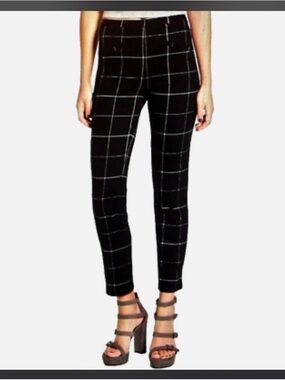 Leith Black Windowpane Ankle Pants